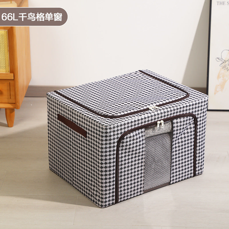 Quilt clothes storage box Oxford cloth waterproof steel frame transparent folding Baina box wardrobe car quilt storage box