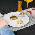 Minimalist white ceramic stone texture round dinner plate - embossed texture ceramic plate - high-end steak plate for restaurant - food serving plate