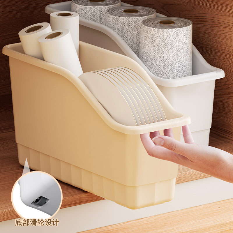 Customizable Tem Cabinet Storage Basket with Pulley Sundries Snack Seasoning Storage Basket Oblique Kitchen Storage Box