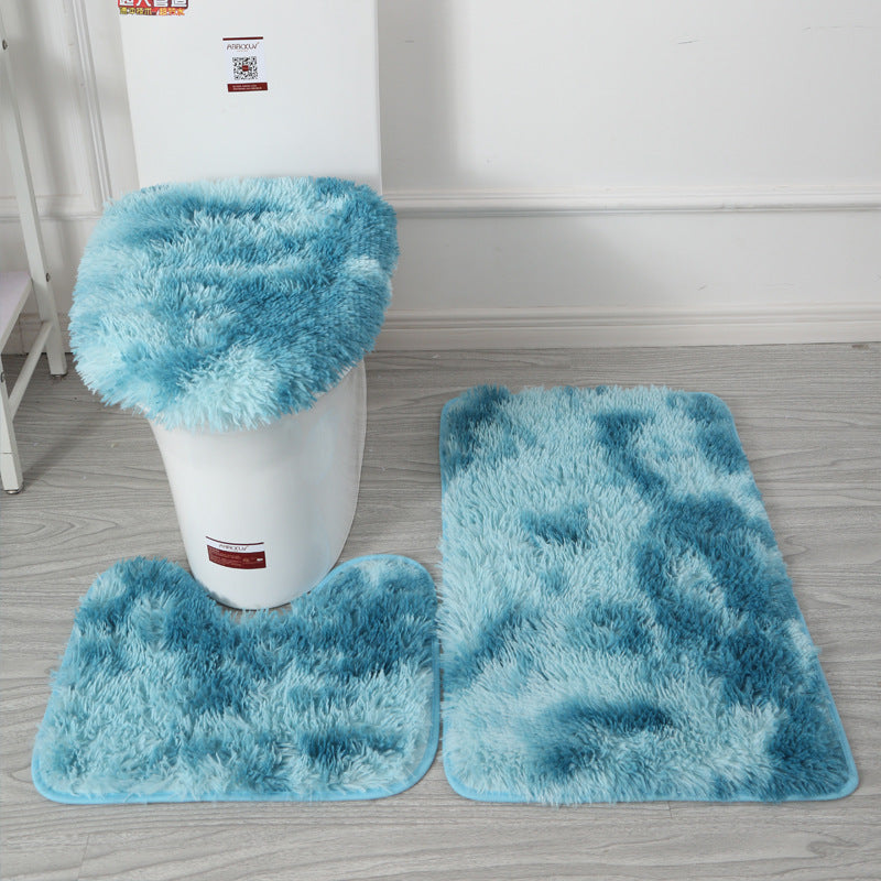 Custom tie-dye plush toilet seat cover set - non-slip floor mats & absorbent bathroom accessories - hot selling on