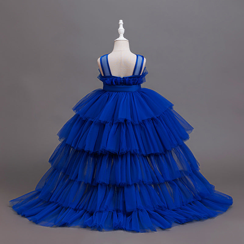 Girls' formal dresses with train length, detachable back length, children's princess dresses, gradient flower girl wedding dresses, cross-border dropshipping