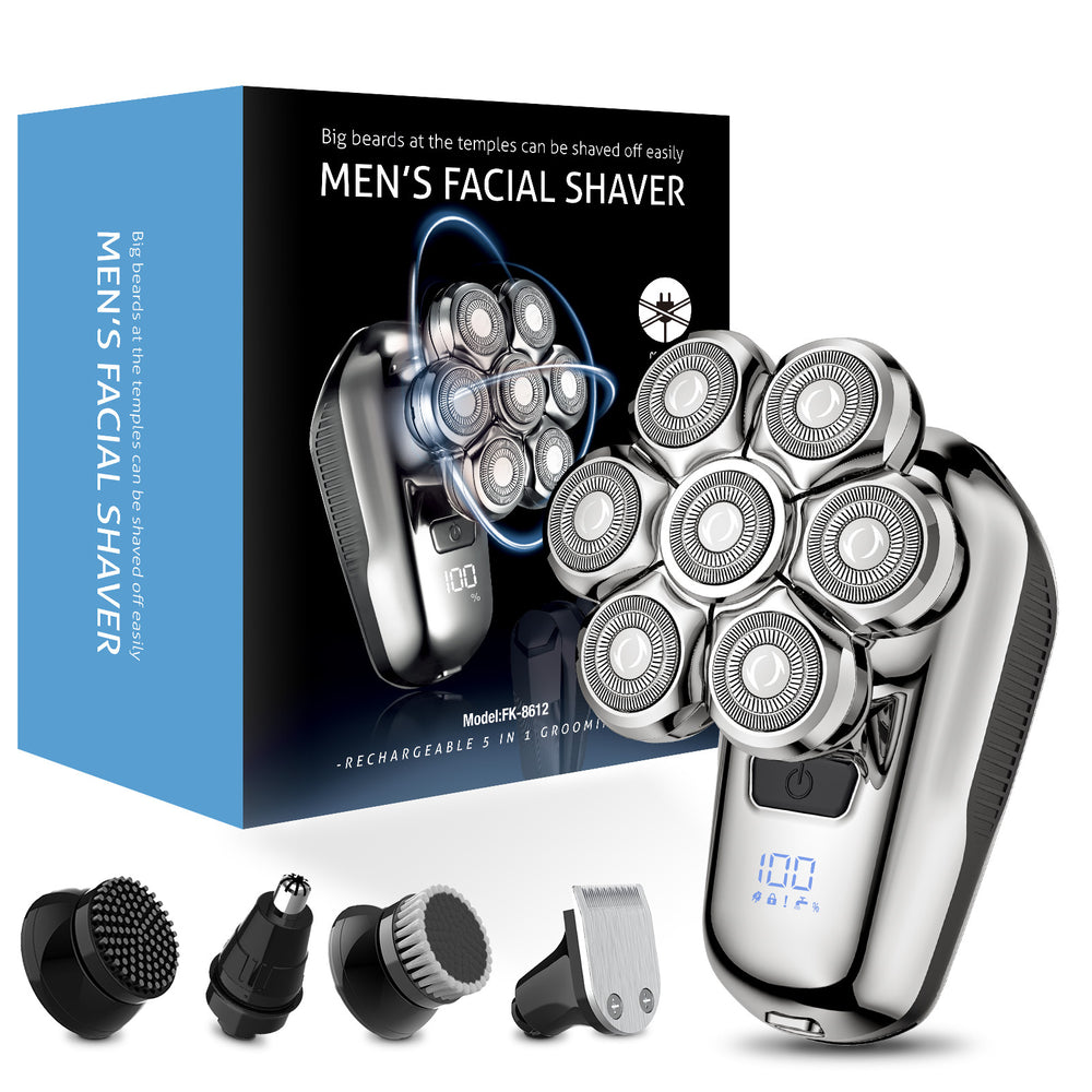Bald head machine handy gadget electric shaver rechargeable multifunctional 7 blade bald head hairdresser portable shaving knife cross