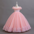 Wholesale european and american style girls' formal dresses for export, suitable for mid-to-large children, direct from manufacturers. cross-border princess dresses, custom flower girl dresses, long dresses wholesale