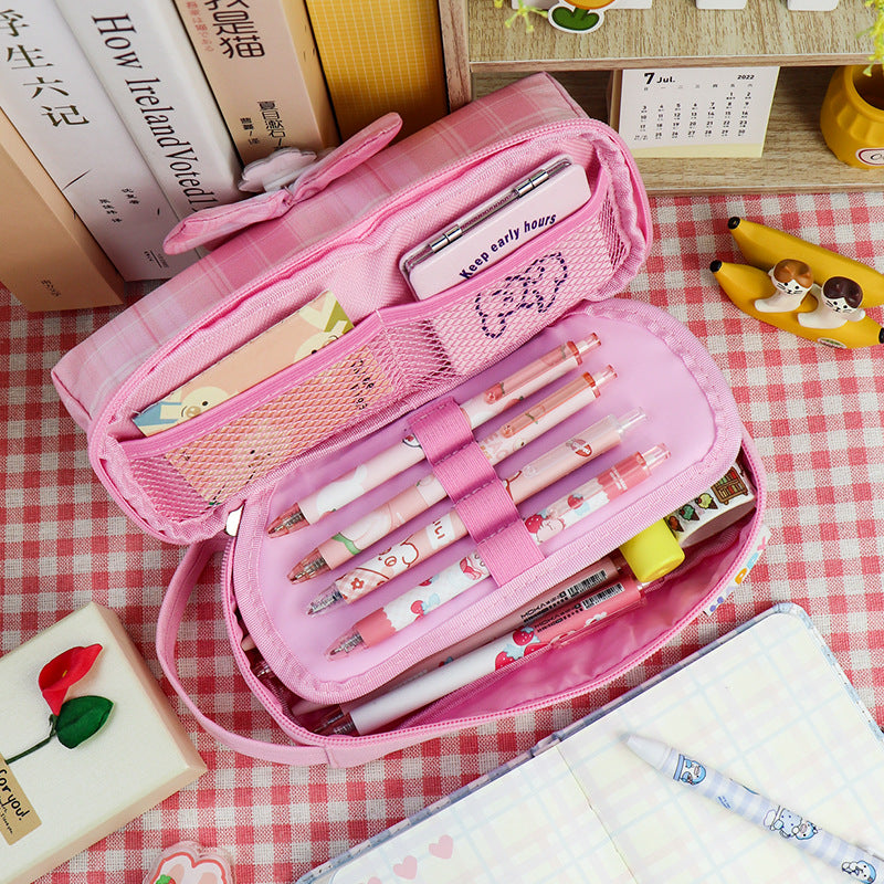 Pencil bag JK style Korean version small fresh high value large capacity pencil bag primary school students multi-functional stationery bag student pencil case