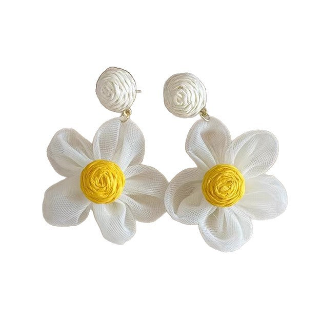 Dopamine colorful floral tassel earrings for women - spring daisy studs, vacation-ready, beach-inspired statement earrings wholesale