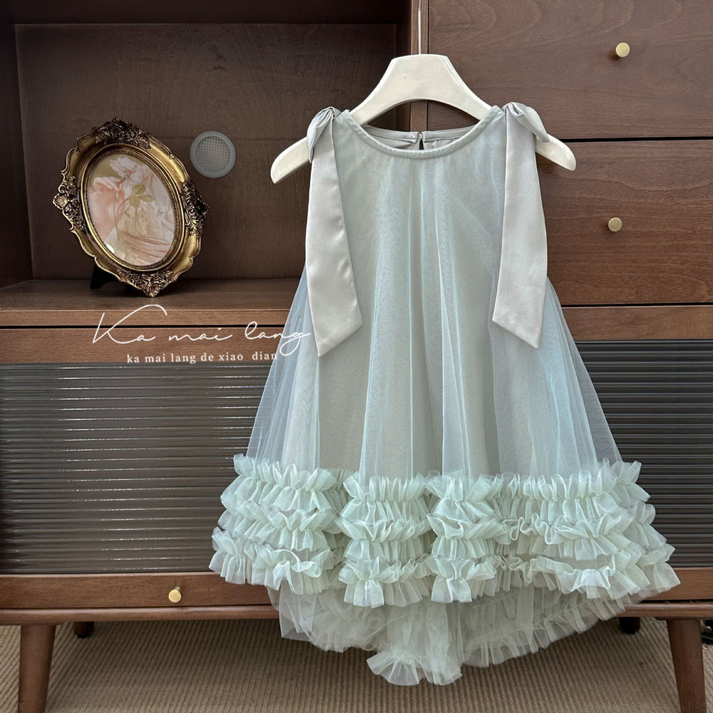 Girls' summer dress  new style chic fashion baby girl swallowtail princess dress first birthday party dress