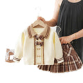 Girls' sweater set - new autumn/winter collection: adorable cartoon lace knit cardigan two-piece outfit for little girls
