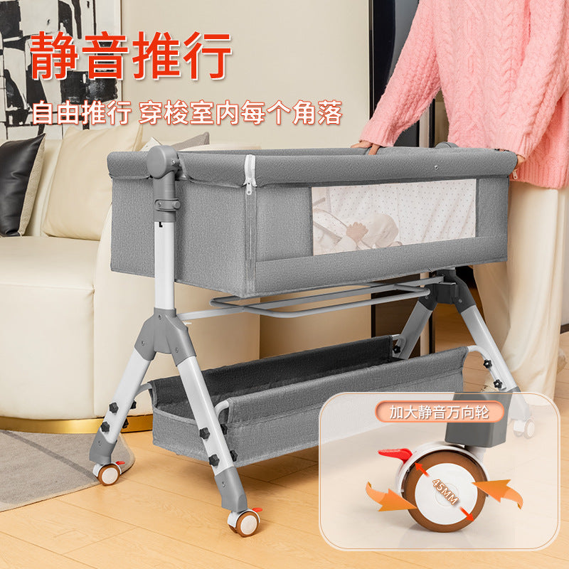 Baby crib newborn bed splicing large bed baby rocking bed bb children's bed cradle bed multifunctional movable foldable