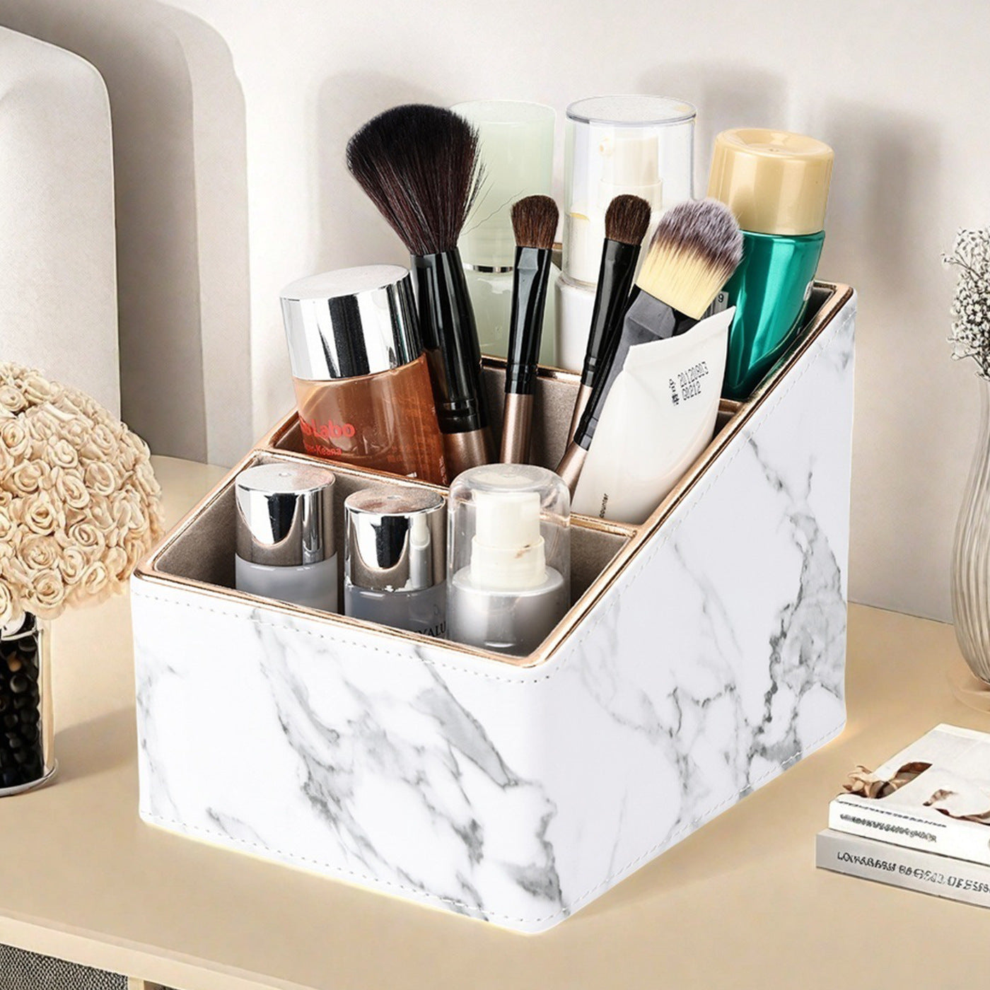 Nordic ing storage box, stone pattern desktop stationery storage box, remote control, finishing box, multifunctional leather pen holder