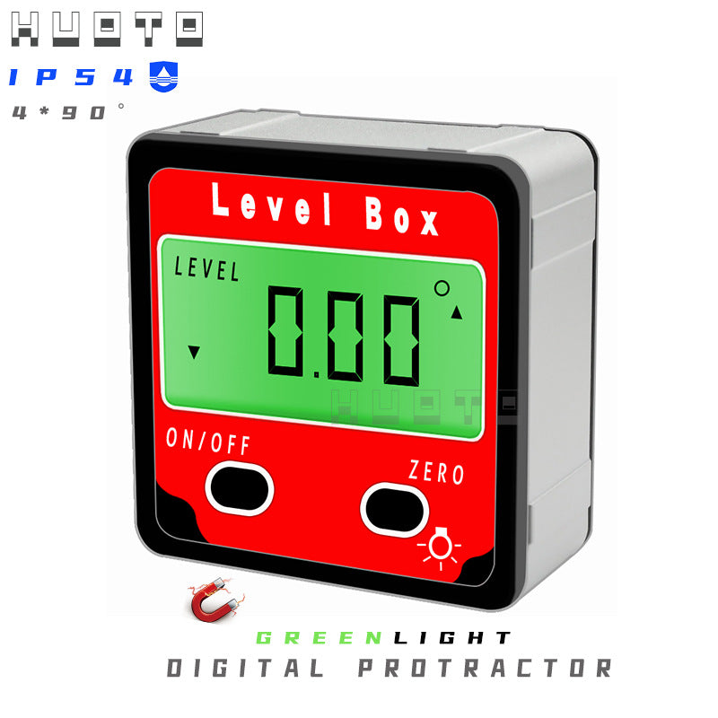 Hult 4 * 90 degree 2 button digital display inclination box, mini digital display inclination meter, digital display angle meter slope ruler
