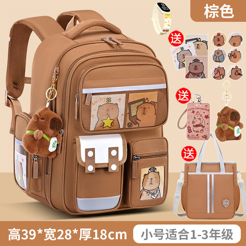 Capybara backpack - perfect for elementary school students (grades 1-6), boys and girls. spine-protecting, lightweight, and extra-sized