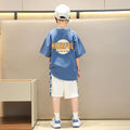 Kids fashionable short-sleeved shorts casualtwo-piece set boys sports suitnew arrivalchildren's summer wear