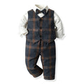 Boys' spring new plaid vest set wholesale, gentleman's formal wear, birthday customization wholesale, first birthday outfit