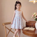 New girls' summer floral cotton silk dress - baby girl casual sweet style princess dress - stylish and trendy children's clothing