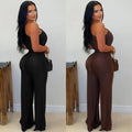 C7578 cross-border   fashion women's casual one-shoulder sleeveless bodycon wide-leg jumpsuit