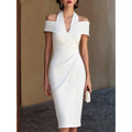 Fashion cross-border sexy off-shoulder pleated veterinary dress dress
