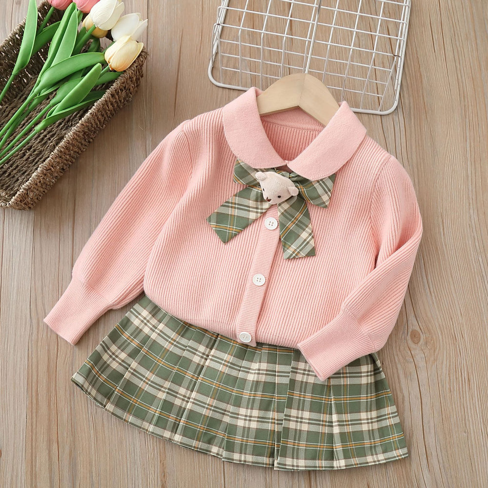 Girls' sweater jk set - new autumn  collection: stylish two-piece princess dress outfit for little girls