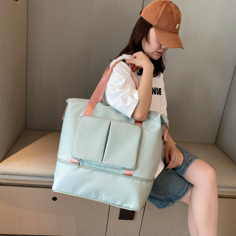 Portable folding sports fitness bag dry and wet separation short-distance travel bag men and women expandable moving luggage storage bag