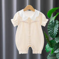 Summer romper for baby girls, short-sleeve princess style, newborn outfit, super cute crawling suit for outdoor wear