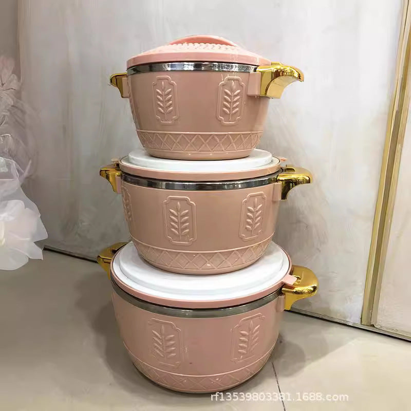 cross-border 3pcs insulated lunch box 2.5l-4.5l-6.5l hot selling african food warmer cont