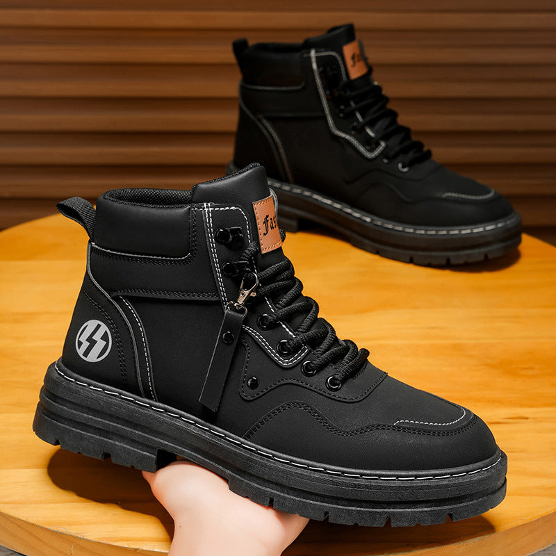 Boots men's spring 2025new arrivalabrasion resistant men's shoes workwear boots men's british style casual shoes rhubarb boots trendy shoes