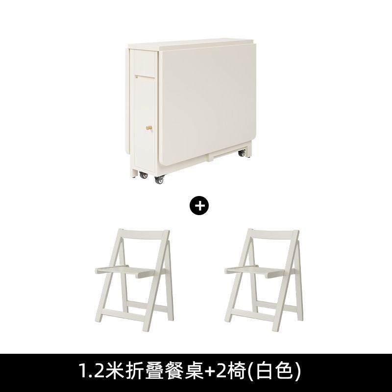 Cream style folding tablefor homefoldablemovable dining table and chair simple multifunctional table dining table and chair combination