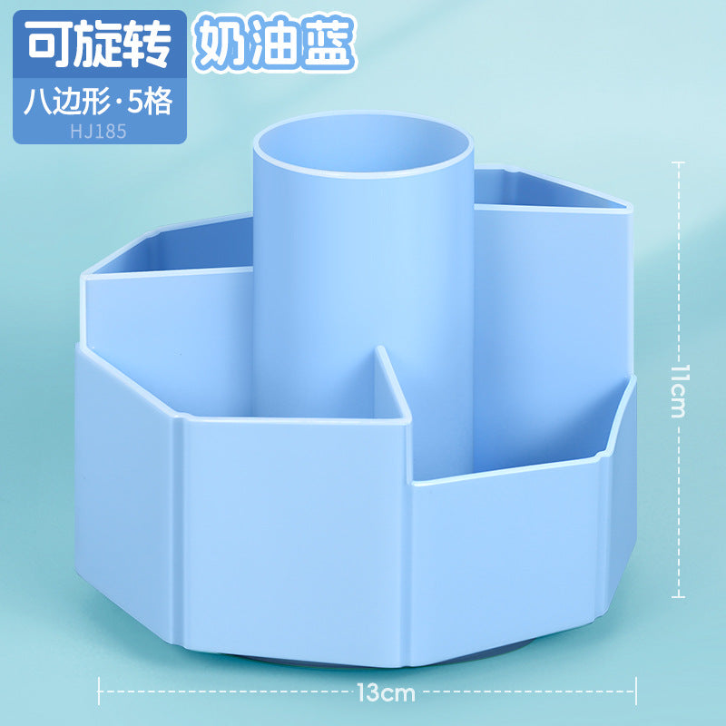 Rotatable pen holder Student desktop stationery box Children's storage box Lipstick makeup brush Stepped classification storage cylinder