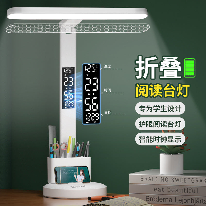 clock desk lamp for learning, student dormitory desk clock, reading bedside lamp, anti-myopia eye protection device