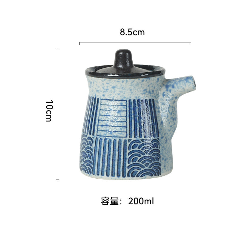 Vintage chic, high-style kitchenware: japanese ceramic soy sauce dispenser, vinegar dispenser, oil dispenser for home, restaurant, and hotel use