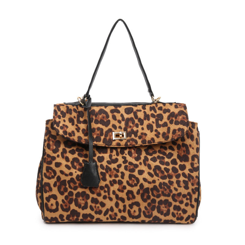 European and American fashion leopard print tote bag, high-end temperament commuter handbag, spring large-capacity casual shoulder bag