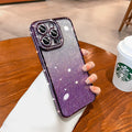 Sparkling electroplated rhinestone iphone 17 pro case - water ripple gradient glitter apple 16 soft case 14