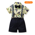 European and american cross-border new children's short-sleeve shirt printed boy's outfit cartoon dinosaur overalls gentleman's first birthday dress