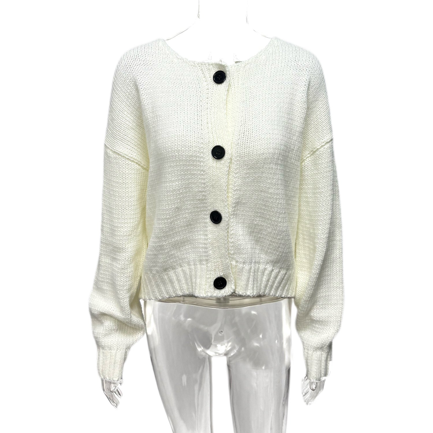 Cross-border Europe, America and 2025 new lazy style round neck single-row button loose fashion casual knitted cardigan wholesale