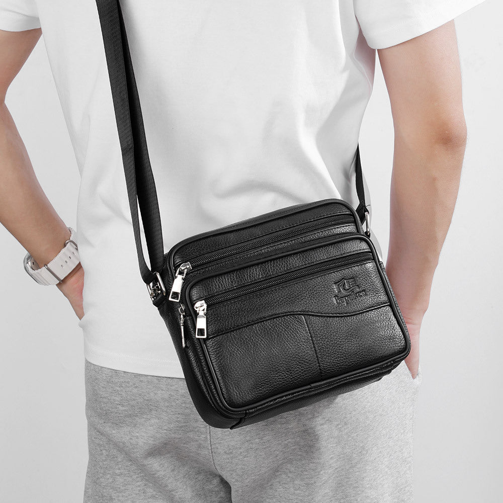 Cross-border shoulder bag men's horizontal men's bag large-capacity cowhide men's bag genuine leather high-end men's messenger bag