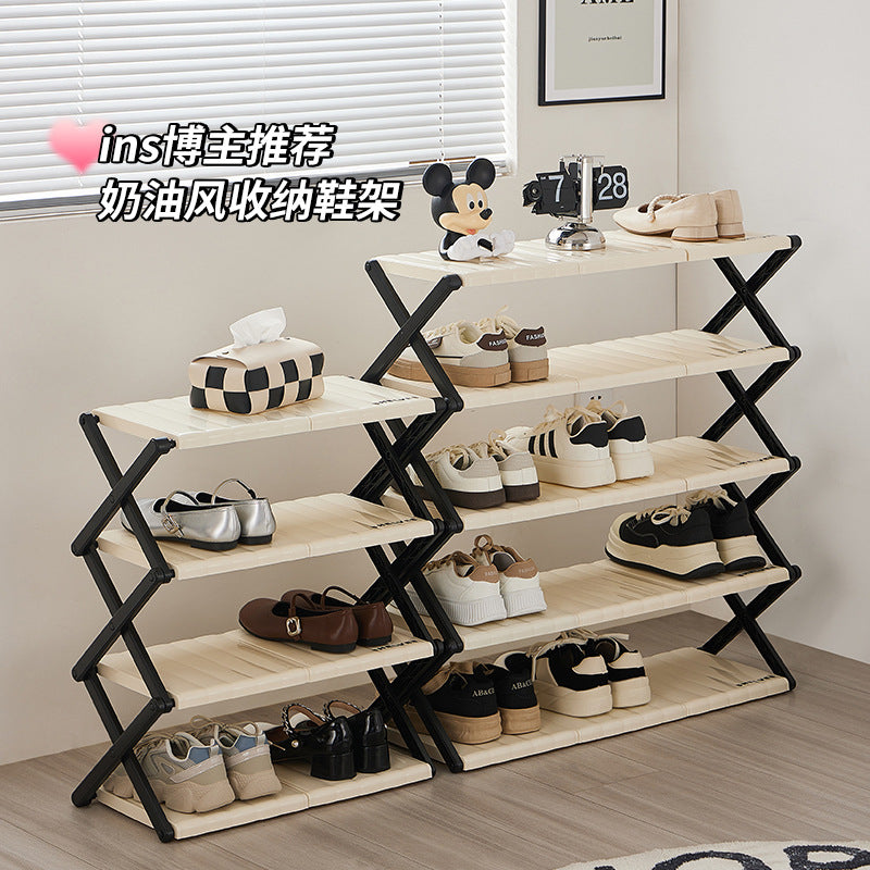 Simple door shoe rack multi-layer household installation-free foldable dormitory shoe storage artifact shoe cabinet storage shelf