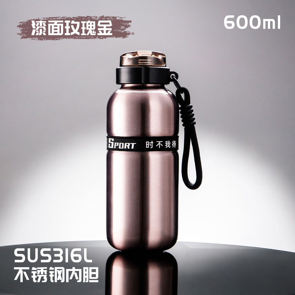 High-style 316 stainless steel dual-drink insulated tumbler with outdoor cycling handle – one-hand open, keeps drinks hot or cold