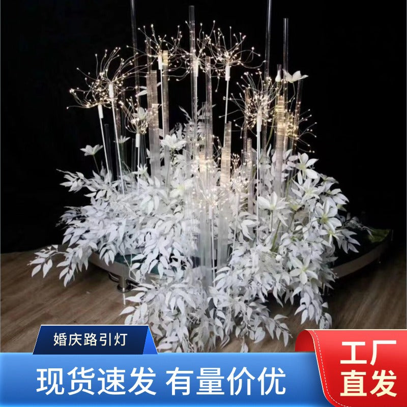 Wedding scene layout creative fireworks row and insert road guide window photography stage decoration LED copper wire smoke lamp