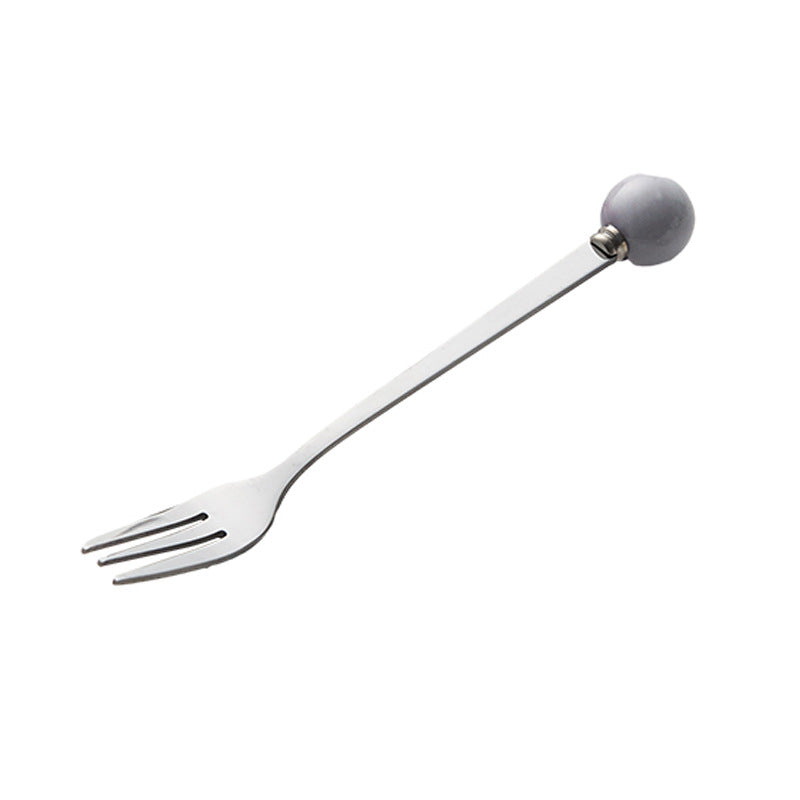 Accessible luxury ceramic ball fruit fork for home stainless steel spoon multi-purpose dessert spoon good-looking glazed pastry fork