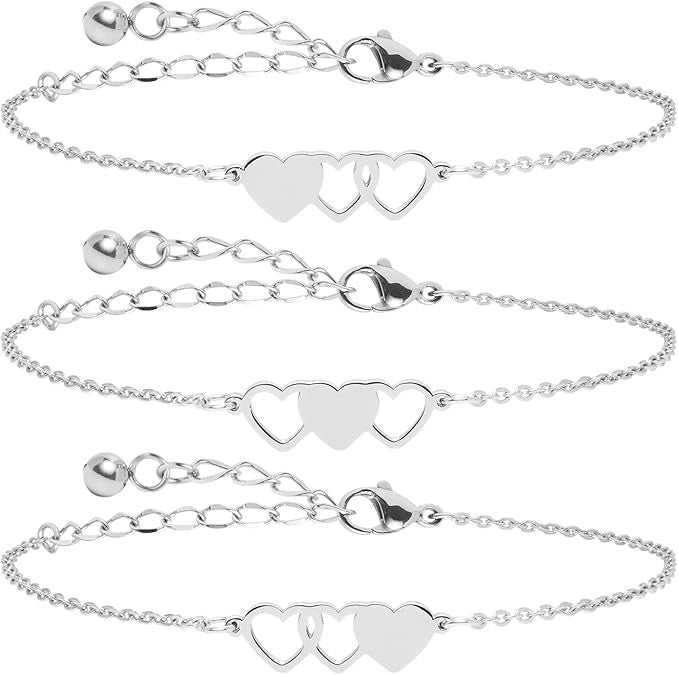 new arrivalfashion accessible luxury bracelet fashion best selling creative stainless steel heart chain bracelet 3-piece set
