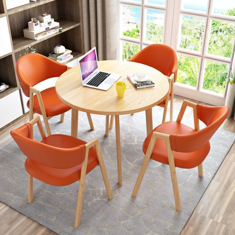 Nordic light luxury negotiation table and chair combination sales department modern casual milk tea shop dining table small apartment round table for home