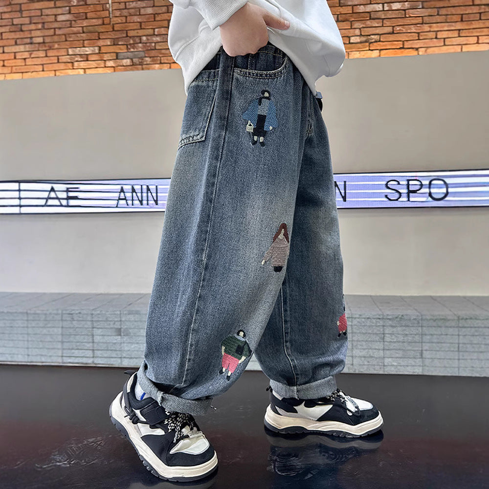Boys' jeans: new  spring collection - stylish jeans for boys, spring pants for kids, handsome long pants for mid-to-large children, spring/autumn styles