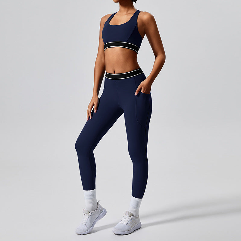 new arrival with chest pad elastic fitness fashion yoga clothes two-piece set women's pilates sports yoga clothes suit
