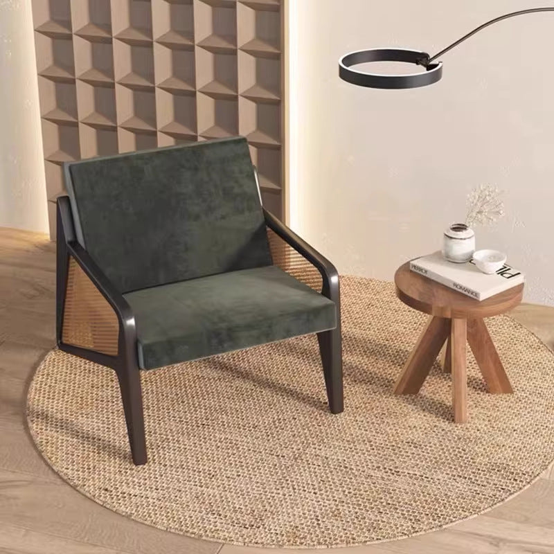New chinoiserie chair designer rattan sofa chair wabi-sabi style single chair medieval style solid wood casual chair single chair