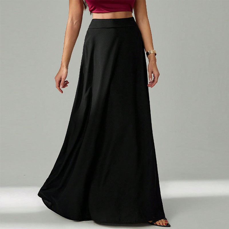 Ruiyu  independent station   European and American temperament black skirt 2025 autumn ins umbrella skirt long skirt