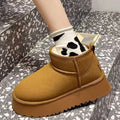 Thick sole snow boots women's shoes 2025 winternew arrivalfleece-linedthickened cotton shoes women's heattech fur short boots trendy