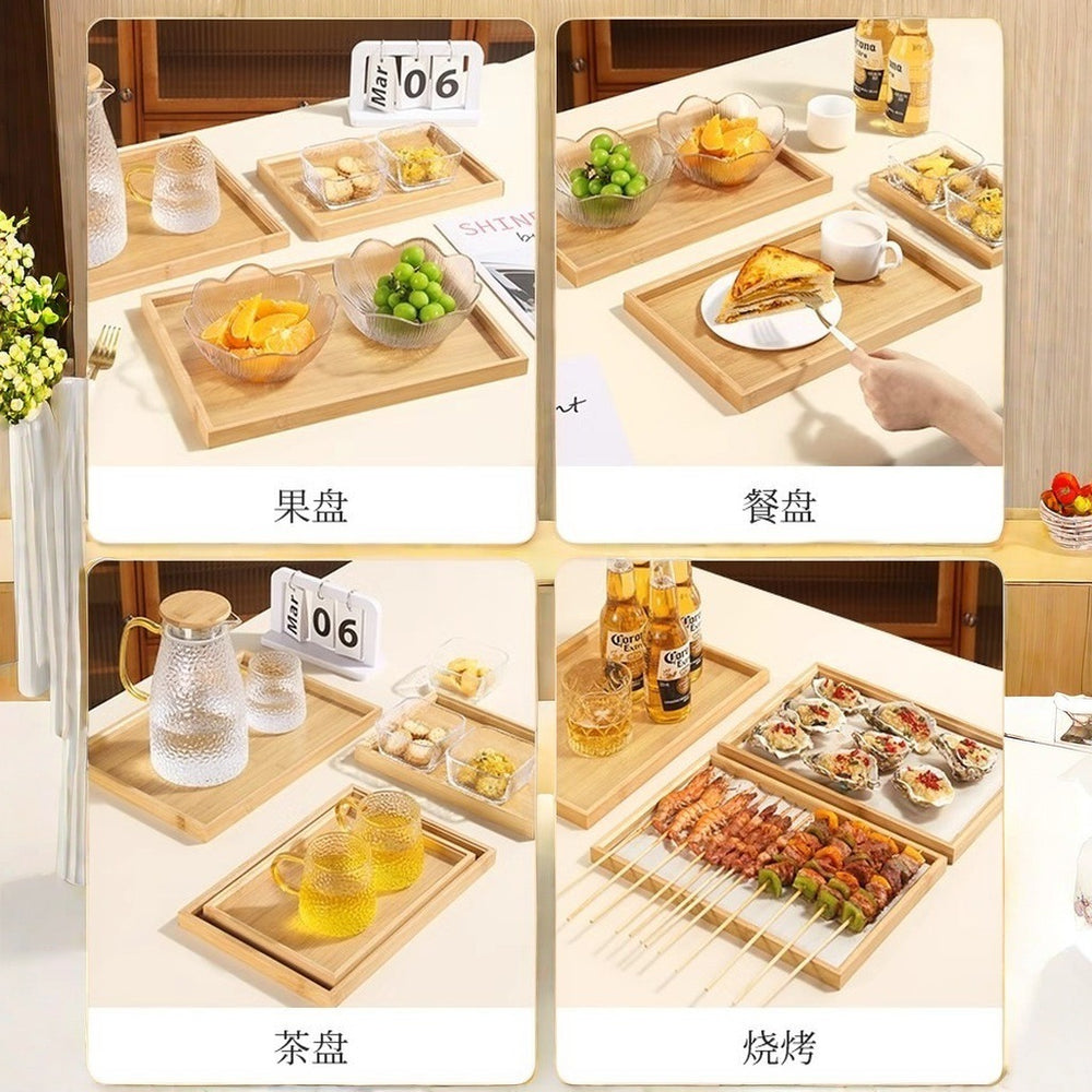 Bamboo and wood tray sets - available in sets of two, four, or six - japanese-style home use cups and plates, rectangular fruit platters, hotel and restaurant bbq dishes