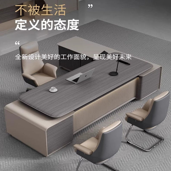 Foshan Modern Light Luxury Boss Desk Manager Desk President Desk Chairperson General Manager Office Office Desk and Chair Combination