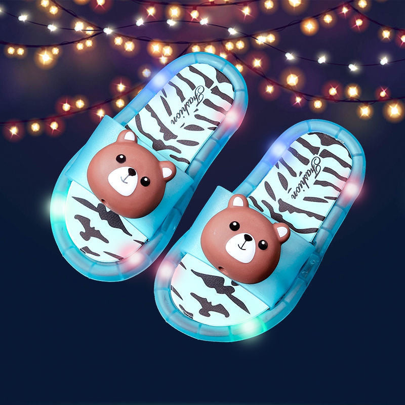 2024 kids' summer light-up slippers: trendy cartoon animal design for indoor/outdoor wear - perfect for toddlers and young children