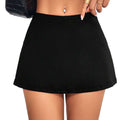 european and american women's clothing  spring/summer new collection: stretch elastic waist slit a-line mini skort - sexy midi skirt