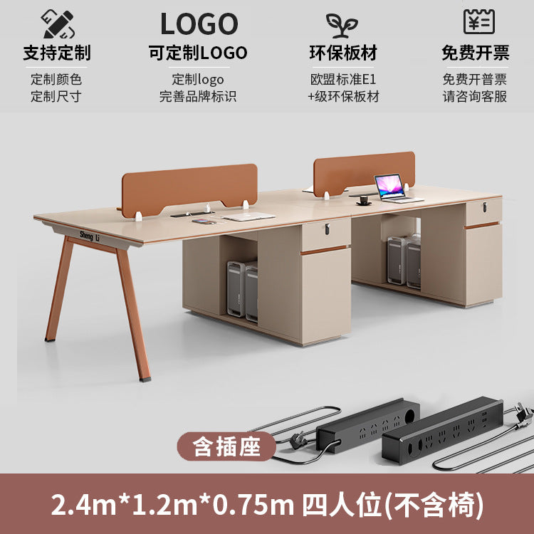 Office desk and chair set - 4/6 seater - minimalist modern office table with partition workstations, computer desk, and booth seating